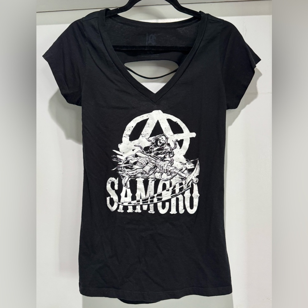 Sons Of Anarchy Soa Reaper Samcro Laser Cut Black Juniors Shirt L biker
